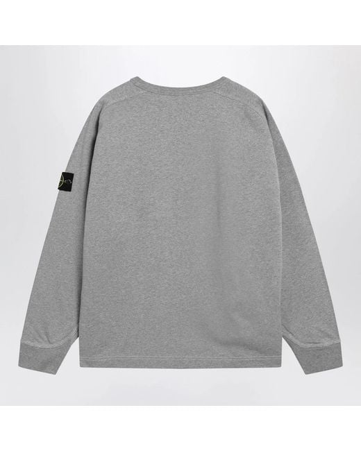 Stone Island Gray Oversized Crewneck Sweatshirt With Raglan Sleeves for men