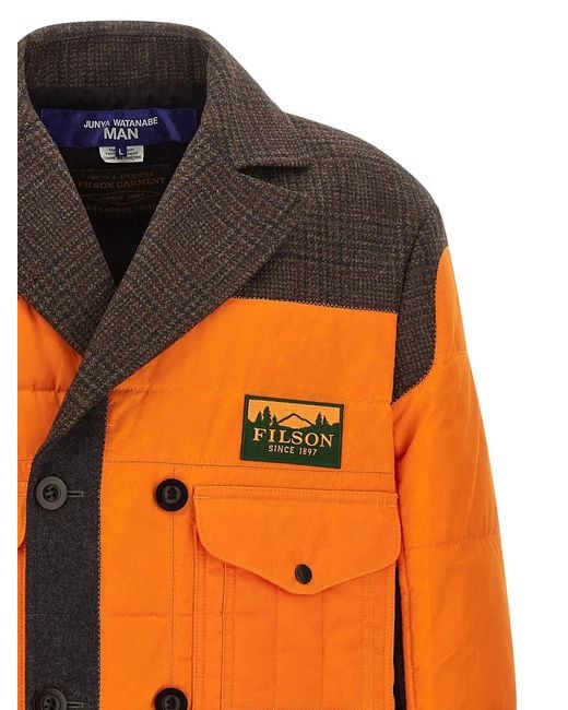 Junya Watanabe Orange Filson X Patchwork Coat for men