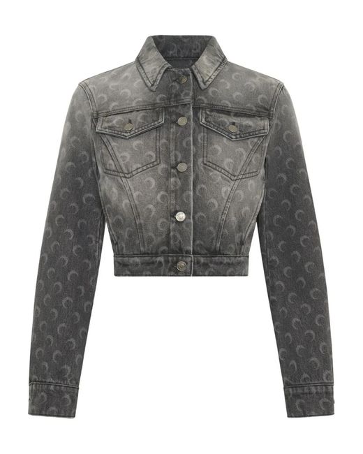 MARINE SERRE Gray Moon Denim Jacket