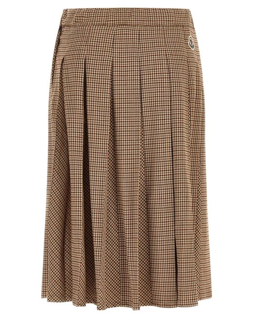 Moncler Brown Pleated Midi Skirt