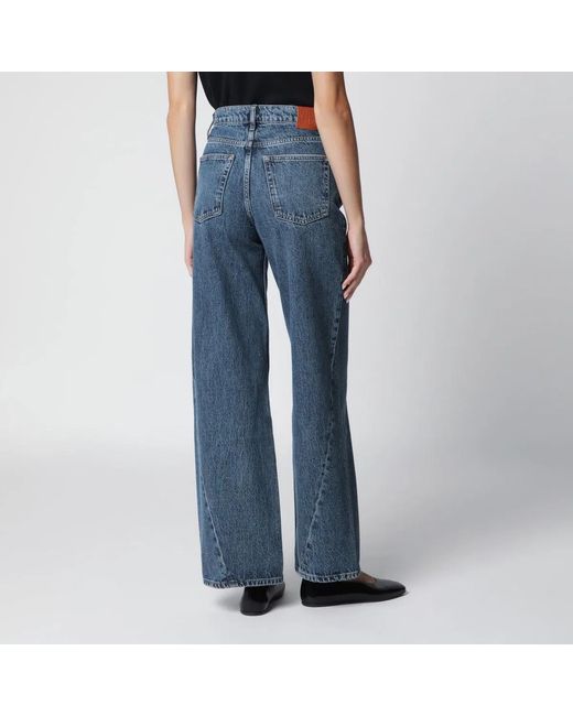 Anine Bing Blue Washed Jeans With Curved Front Seams