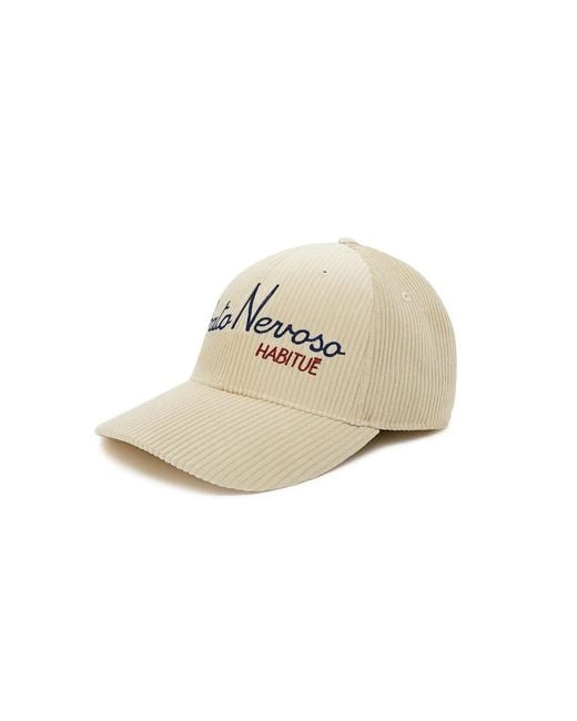 Mc2 Saint Barth Natural Cream Corduroy Embroidered Baseball Hat for men