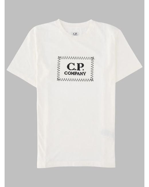 C P Company White T.Shirts Short Sleeve