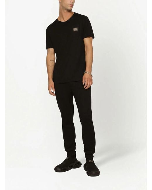 Dolce & Gabbana Black Dolce & Gabbana Logo Cotton T-Shirt for men