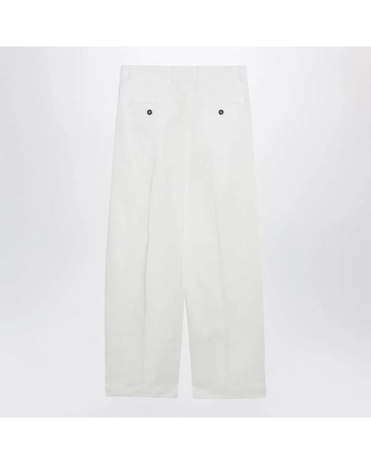 Totême White Singlepleat Organic Cotton Trousers