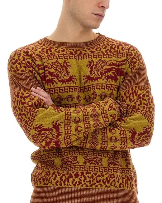 Vivienne Westwood Brown Slim Fit Shirt With Intricate Lion Motifs for men