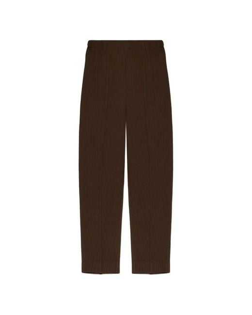 HOMME PLISSÉ Brown Homme Plisse Homme Plisse Issey Miyake Tuxedo Pleated Trousers for men