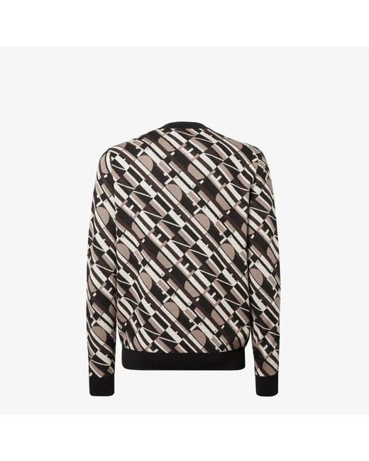 Fendi Black Wool Sweater Crew Neck for men