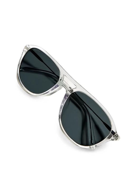 Gucci White Clear Frame Retro Sunglasses