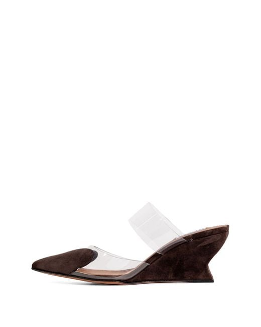 Alaïa Brown Alaia Transparent-Panel Wedge Mules