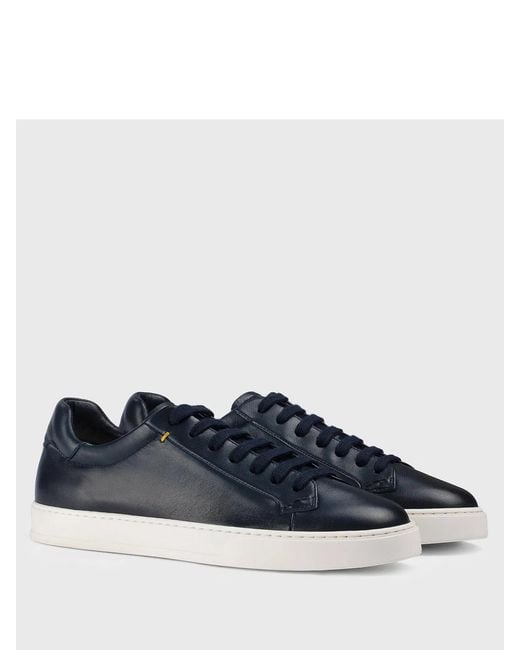 Doucal's Blue Leather Sneakers for men