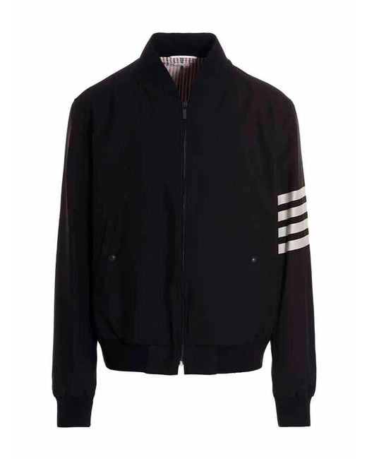 Thom Browne Black Bomber '4 Bar' for men