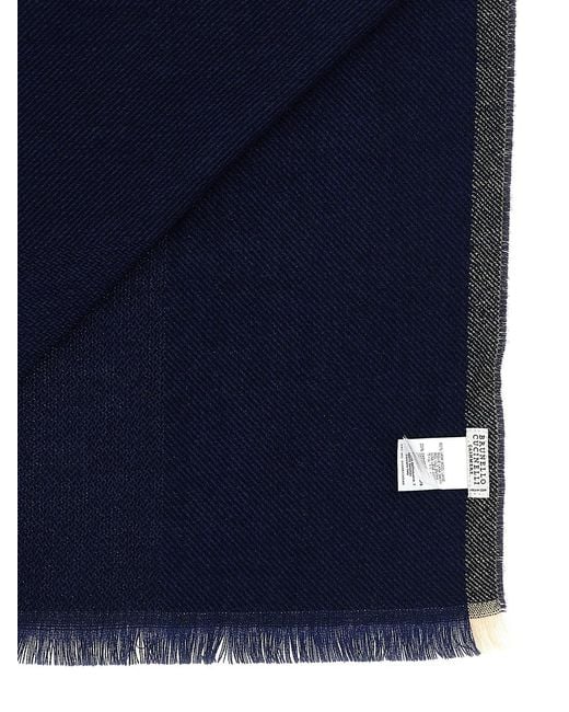 Brunello Cucinelli Blue Cashmere Blend Scarf for men