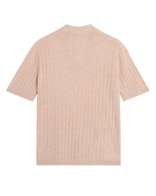 Maison Kitsuné Pink Maison Kitsuné Linen Cotton Short Sleeve Polo for men