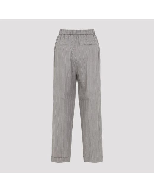 Peserico Gray Linen Cotton Pants