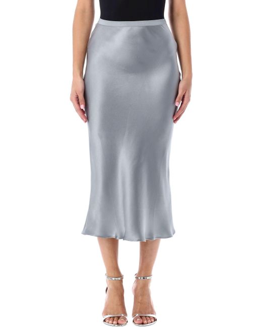 Anine Bing Gray Silk Satin Midi Skirt
