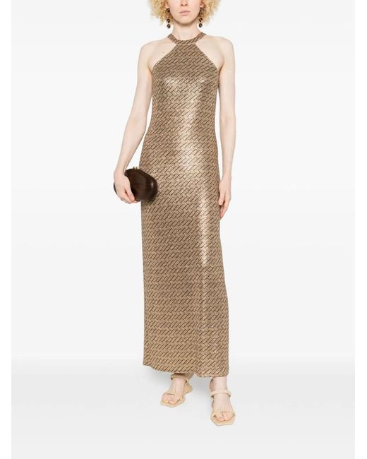 Siyu Natural Tallis Halterneck Maxi Dress