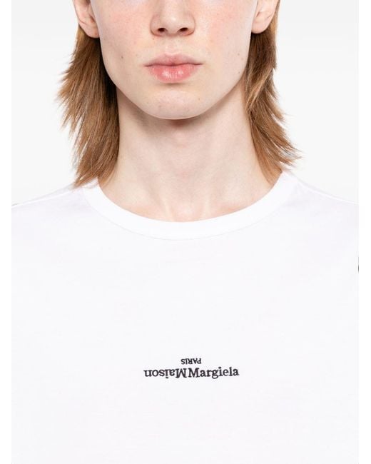 Maison Margiela White Distorted Logo T-Shirt for men