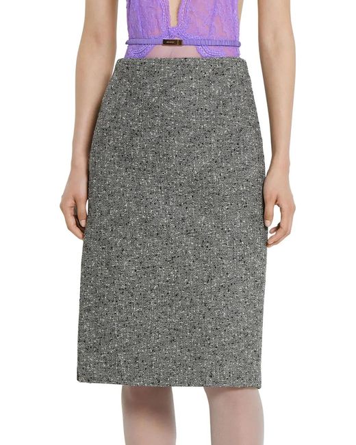 Gucci Gray Buttoned Wool Skirt