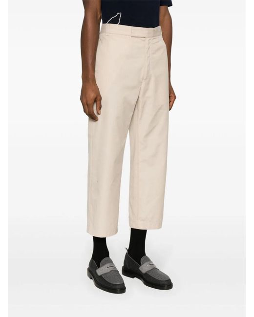 Thom Browne Natural Tailored Cropped Straight Trousers for men
