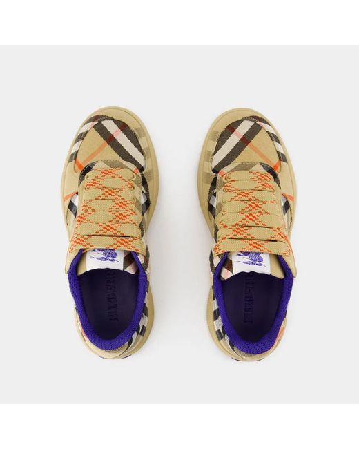 Burberry Yellow Embroidered Canvas Terrance Sneakers