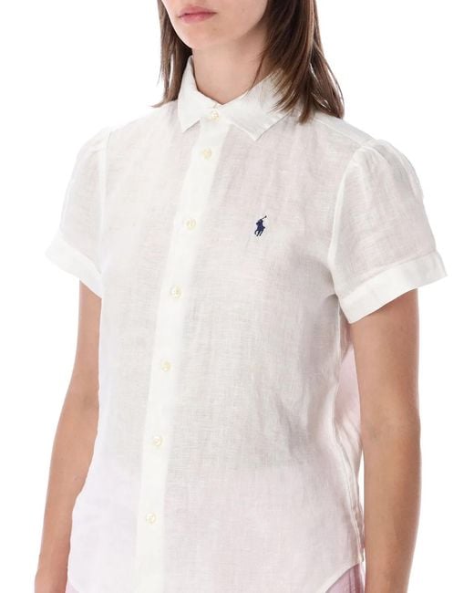 Polo Ralph Lauren White Short Sleeves Linen Shirt