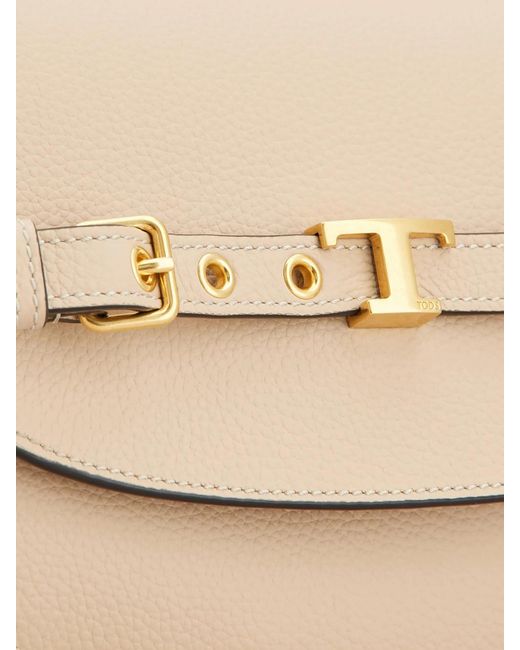 Tod's Natural T Signature Mini Leather Shoulder Bag