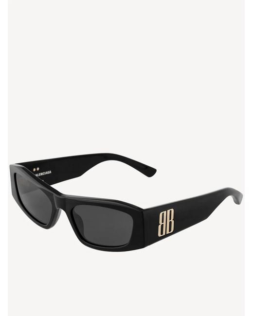 Balenciaga Black Nano Rectangular Sunglasses