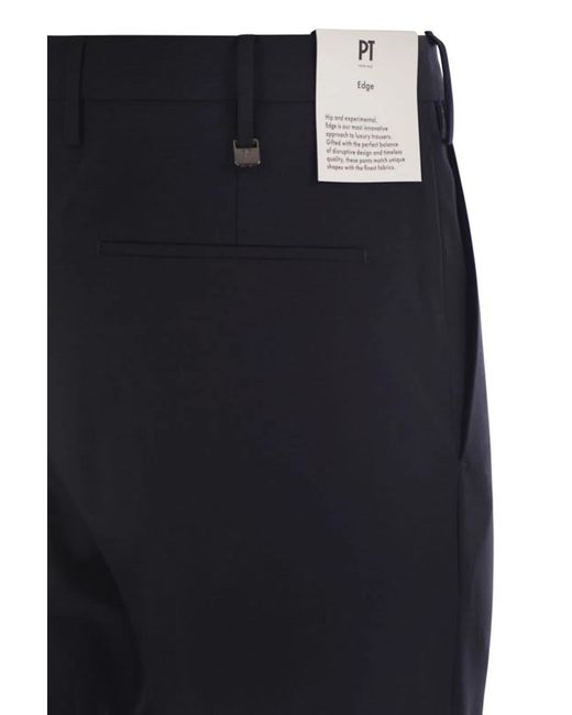 PT01 Blue Dieci Stretch Wool Trousers for men
