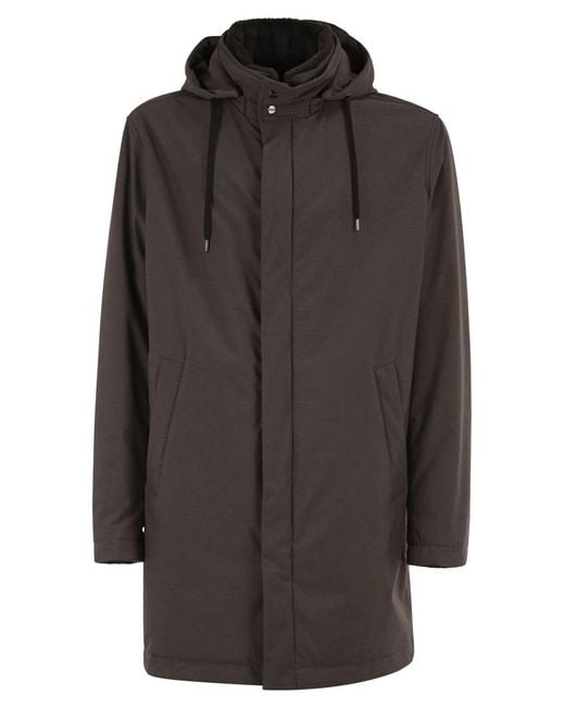 Herno Gray Lightweight Stretch Technical Parka With Hood for men