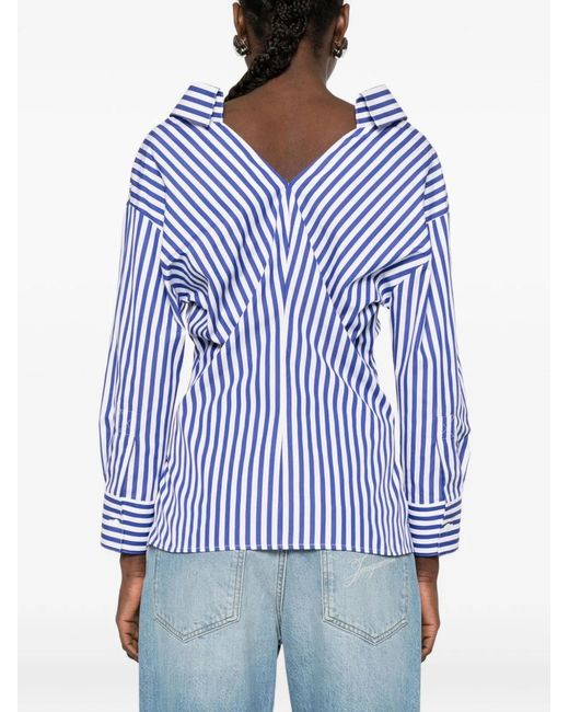 Givenchy Blue Slashed Striped Poplin Shirt
