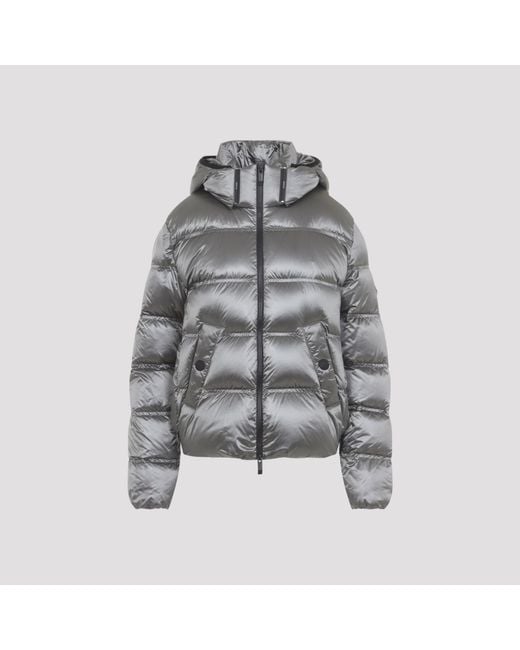 Moncler Gray Hooded Insulated Puffer Jacket