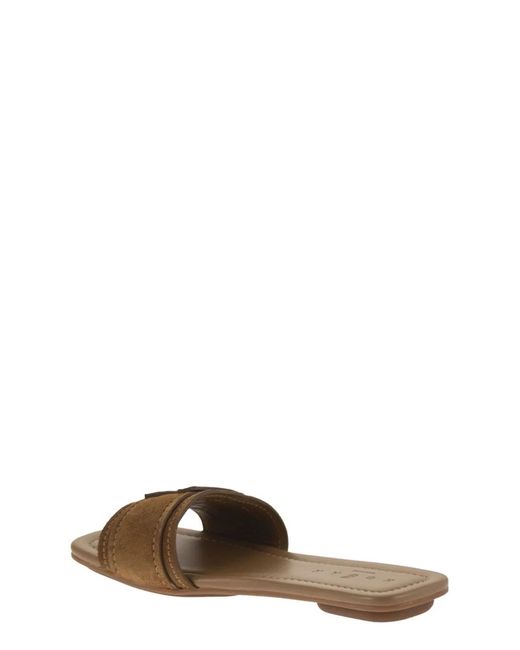 Hogan Brown Suede Slide Sandals With Signature H Detail