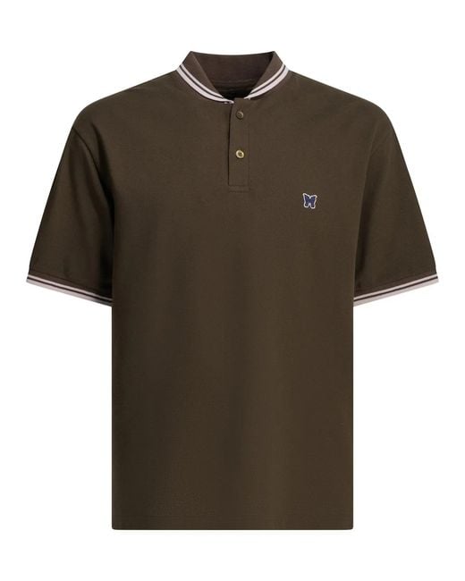 Needles Green Shawl Collar Cotton Polo Shirt for men