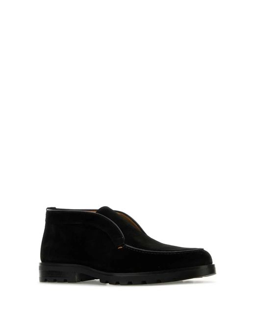 Santoni Black Suede Desert Slip-Ons for men