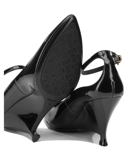 Pinko Black Leather Heeled Shoes