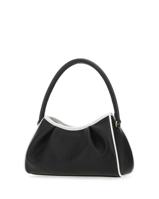 Elleme Black Two-Tone Leather Dimple Moon Shoulder Bag