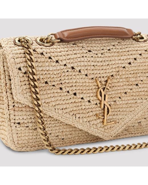 Saint Laurent Metallic Raffia Small Loulou Shoulder Bag
