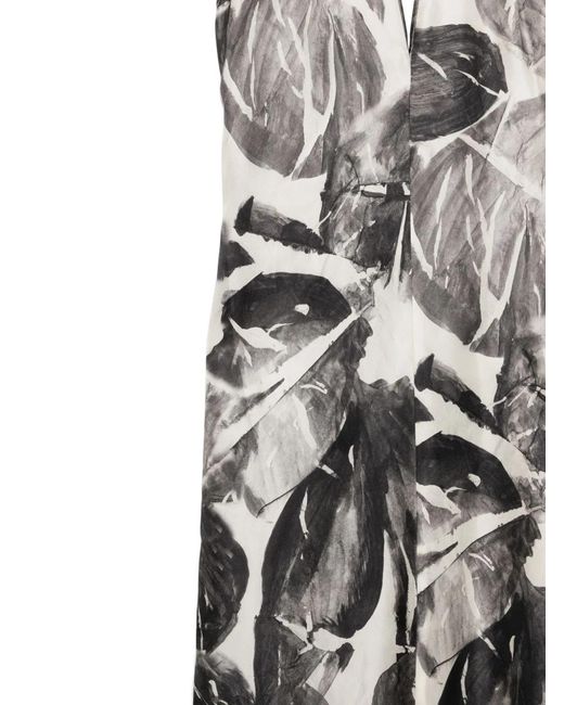 Alysi White Printed Silk Dress