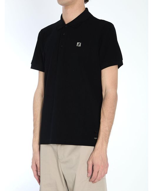 Fendi Black Polo With Logo for men