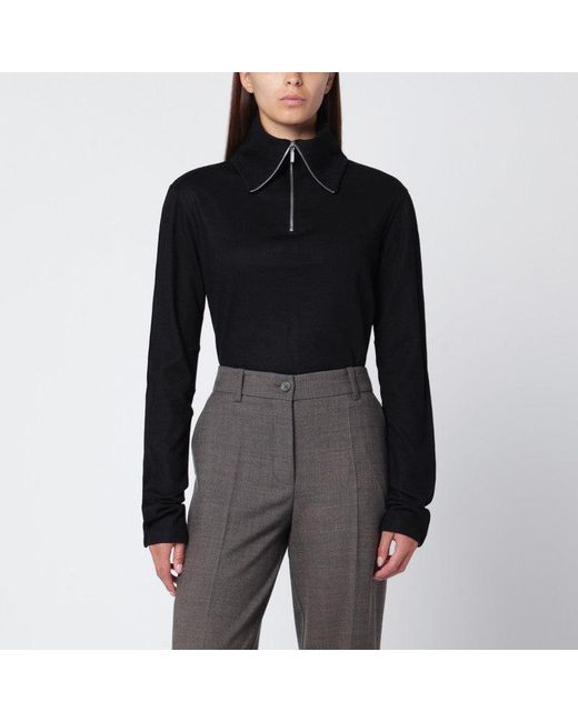 Entire studios Black Wool Zip-Collar Top