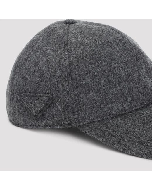 Prada Gray Dark Flannel Baseball Cap