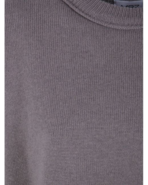 Mrz Gray Cropped Oversized Round Neck Sweater