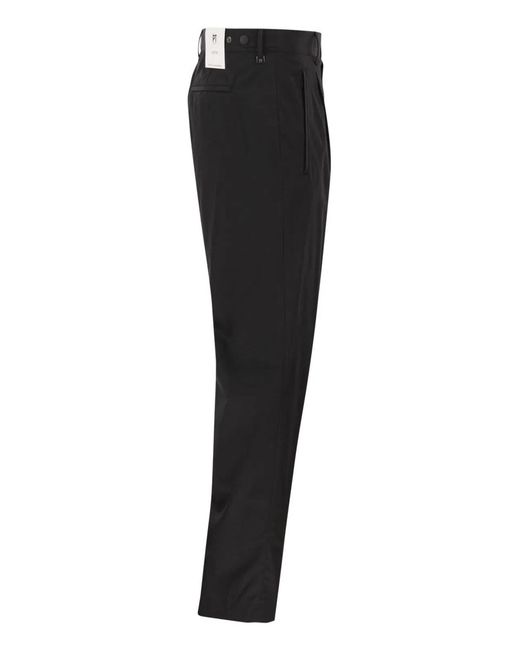 PT Torino Black Active Stretch Technical Cotton Trousers for men