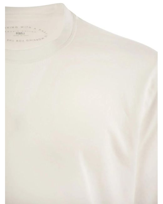 Fedeli White Giza Cotton Crew-Neck T-Shirt for men