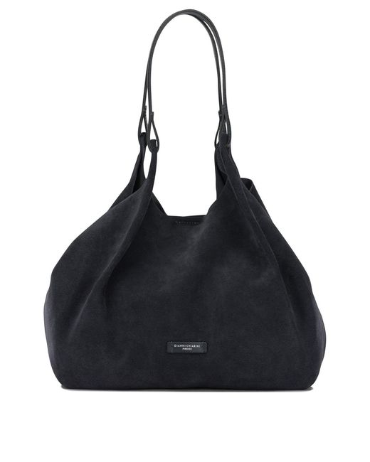 Gianni Chiarini Black Cow Leather Polyester Polyurethane Cotton Shoulder Bags