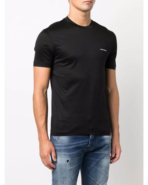 Emporio Armani Black Logo Cotton Blend T-Shirt for men