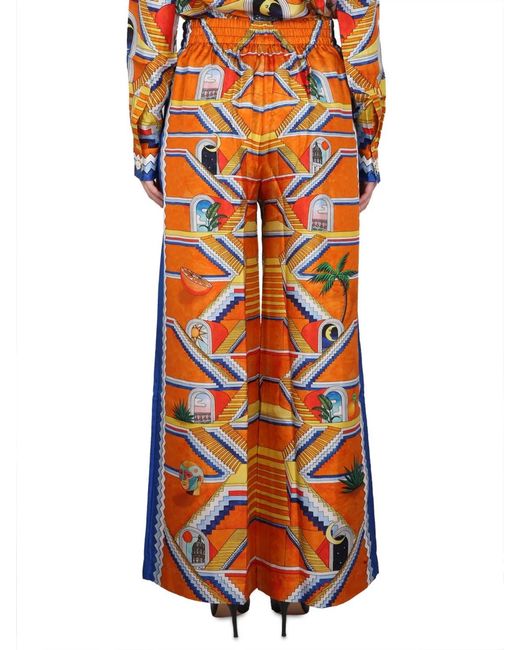 Casablanca Orange Escalier Print Pants