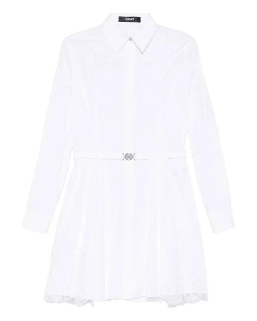 Versace White Belted Cotton Shirt Dress