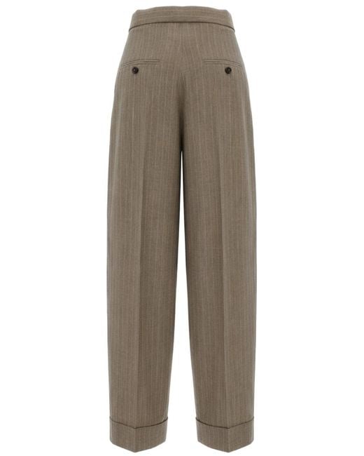 Max Mara Brown Pinstripe Pants